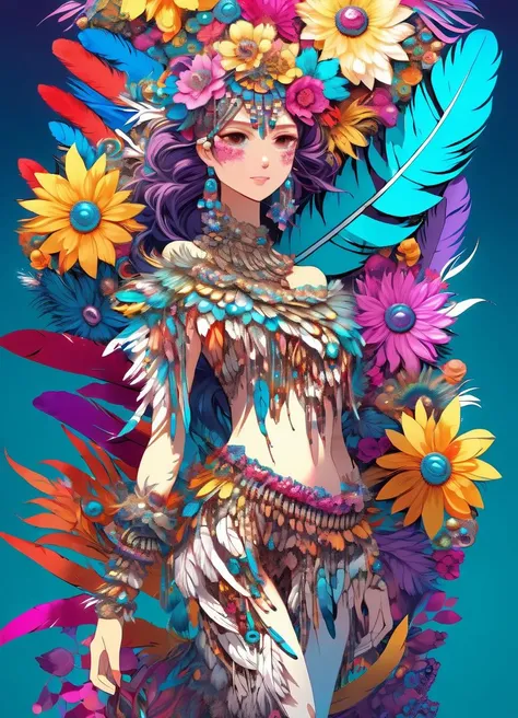 (masterpiece, top quality, best quality, official art, beautiful and aesthetic:1.2), (1girl), extremely detailed,(fractal art:1.1),(colorful:1.1)(flowers:1.3),highest detailed,(zentangle:1.2), (full body:1.5), standing, (abstract background:1.3), (shiny sk...