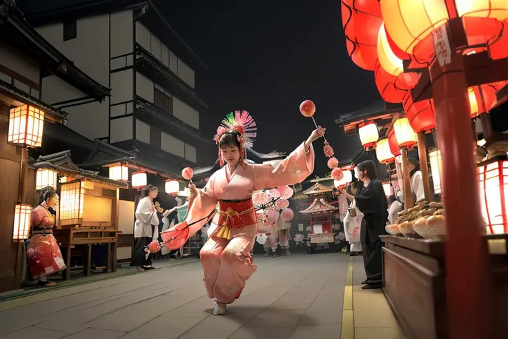 8k, best quality, real picture, intricate details, ultra-detailed, ultra highres, depth field,(photorealistic,realistic:1.2),masterpiece,
dawn 
( Experience the enchantment of a traditional Japanese festival (matsuri), with lively processions, colorful flo...