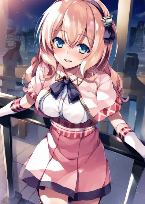 <lora:leander_XL_pony_v1:1>1girl, leander (azur lane), light pink capelet, white elbow gloves,  city street,, score_9, score_8_up, score_7_up, BREAK source_anime, rating_explicit, best quality, masterpiece, uncensored,<lora:sdxl2-flat2-512b:-0.5> michiking...