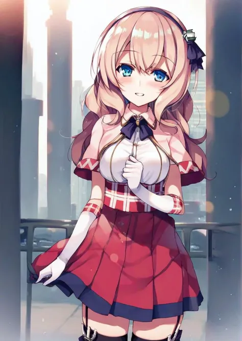 <lora:leander_XL_pony_v1:1>1girl, leander (azur lane), light pink capelet, white elbow gloves,  city street,, score_9, score_8_up, score_7_up, BREAK source_anime, rating_explicit, best quality, masterpiece, uncensored,<lora:sdxl2-flat2-512b:-0.5> michiking...