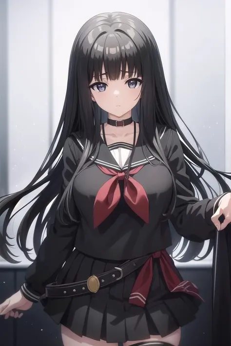 rinnebyakuya, <lora:rinne byakuya ova-lora-nochekaiser:1>,
rinne byakuya, long hair, bangs, black hair, (black eyes:1.5), blunt bangs,
BREAK skirt, thighhighs, long sleeves, school uniform, serafuku, choker, black thighhighs, black skirt, collar, zettai ry...