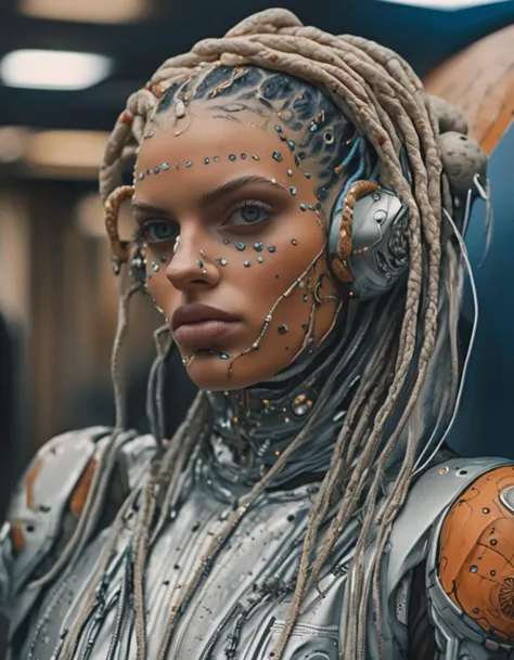 <lora:space_girl:0.7> space girl photo, (19-year-old teen woman:1.1), closeup photo a woman with papaya-whip skin, Enki Bilal, cyberpunk art, [hyper maximalist], a character portrait, detailed skin, 8k, UHD color RAW photo, detail, (sharp focus:1.1)