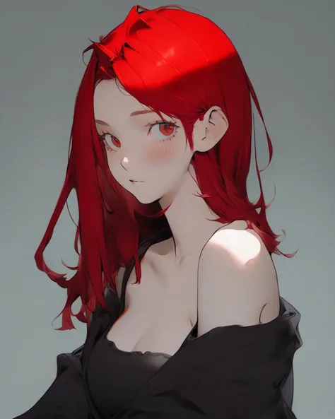 1girl, red hair