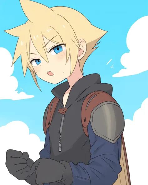 a cartoon image of a young man with blonde hair and blue eyes