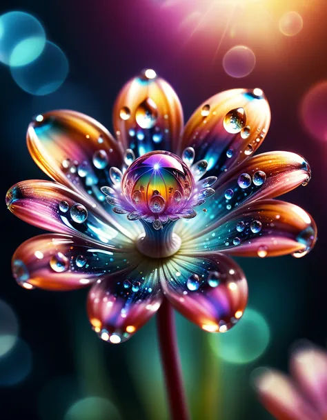 a close up of a flower with water droplets on it