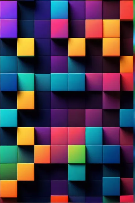 a colorful wallpaper with cubes and shadows on it