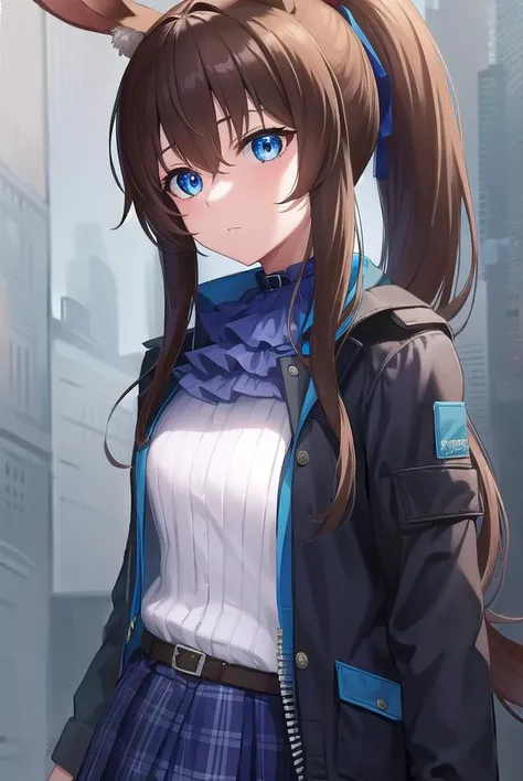 arknightsamiya, <lyco:arknightsamiya-lyco-nochekaiser:1>,
arknightsamiya, animal ears, blue eyes, brown hair, hair between eyes, ponytail, rabbit ears, rabbit girl, sidelocks,
BREAK anklet, ascot, black jacket, blue ascot, blue collar, blue footwear, blue ...