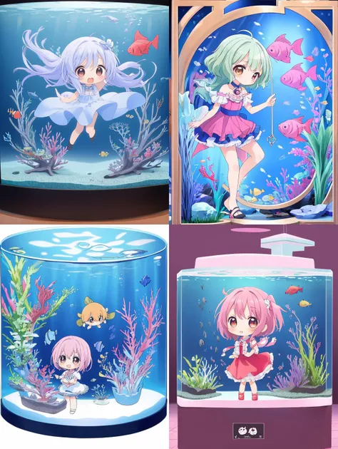 aquarium, chibi, cute