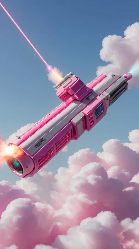 Pink colored <lora:BarbieCore:0.9> BarbieCore laser weapon system shooting down incoming threats, (shiny plastic:0.8), (pink plastic:0.9), (masterpiece:1.3) RAW photo