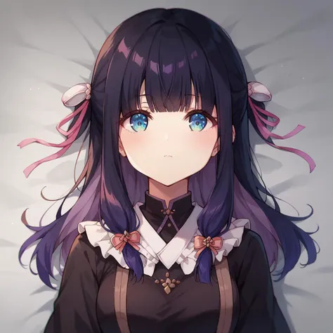 anime girl with long purple hair and blue eyes