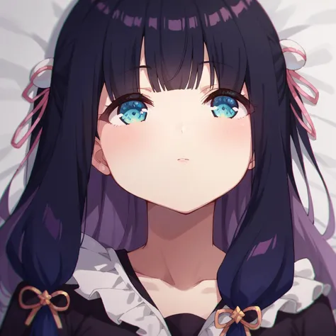 anime girl with blue eyes and long black hair