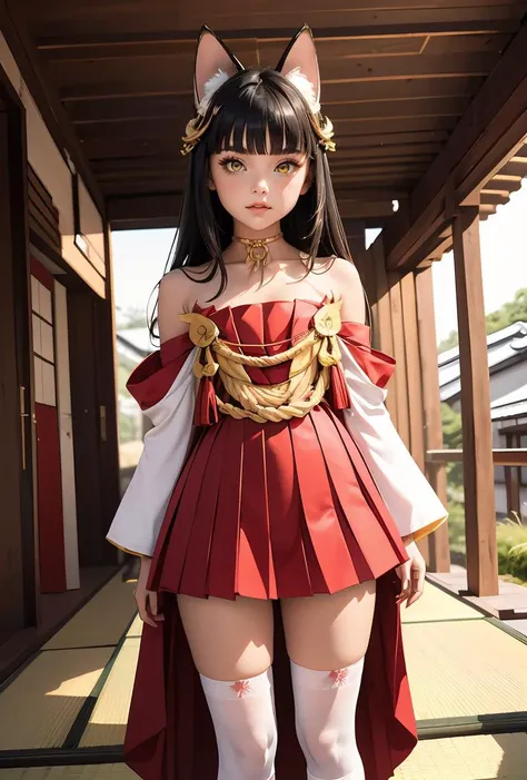 a close up of a woman in a costume with a cat ear