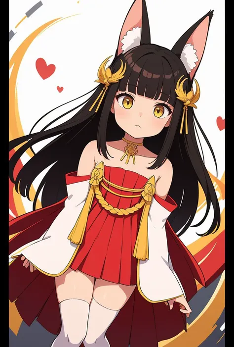 a girl in a red dress with a cat ears and a red cape