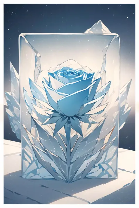 1 rose frozen in a ice block,<lora:frozen_squirrel_v3_64:0.6>,