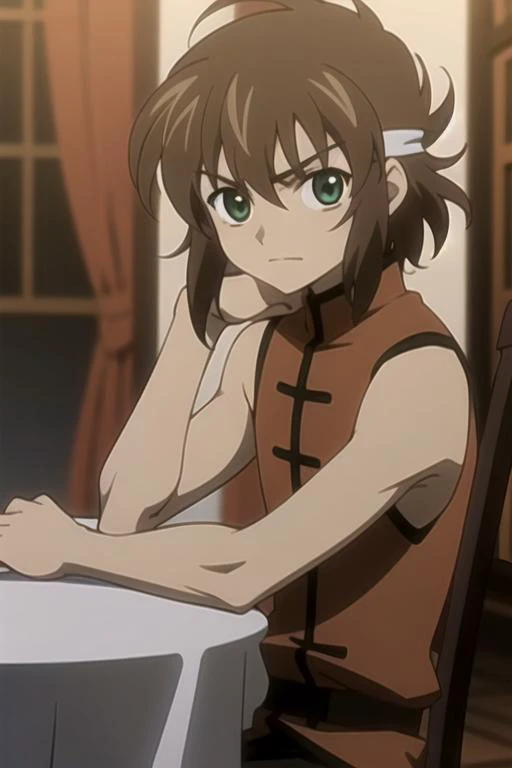 masterpiece, best quality, game cg, 1boy, solo, male focus, looking at viewer, , depth of field, anime coloring, , <lora:ryuu-ou_tsubasa_chronicle:0.66>, ryuu-ou_tsubasa_chronicle, brown hair, green eyes, , , superhero fiction, High definition