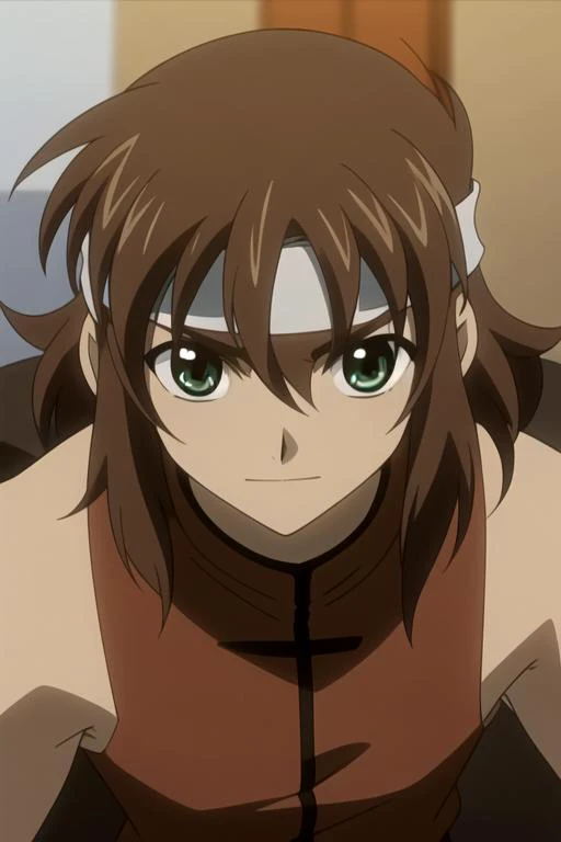 masterpiece, best quality, wallpaper, 1boy, solo, male focus, looking at viewer, , depth of field, anime coloring, , <lora:ryuu-ou_tsubasa_chronicle:0.72>, ryuu-ou_tsubasa_chronicle, brown hair, green eyes, headband