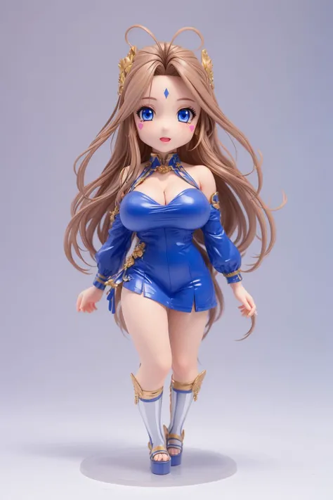 Belldandy, huge_breasts, blue_eyes, brown_hair, (facial_mark:1.3), <lora:Belldandy:.5>, full body, chibi, <lora:blindbox_v1_mix:1>