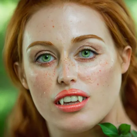 cinematic film still of  <lora:vampire teeth v3:1>
cinematic film still of <lora:Poison Ivy:1.2> Poison Ivy an extreme closeup of a woman with freckles and green eyes and coral lips and green eyes <lora:nsfw-xl-2.0:1>, shallow depth of field, vignette, hig...