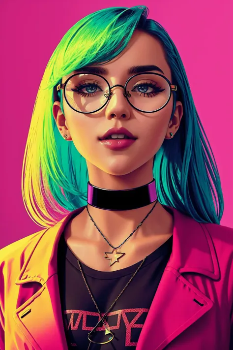 glasses, choker, <lora:aesthetic-portrait-v2:1>, neon palette, <lora:neon_palette_offset:1>