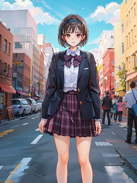 ((((ultra illustrated style:1.0)))),best quality,best animated,masterpiece,tou,zhifu,1girl, solo, standing, looking at viewer, outdoors,street, <lora:Hoshizaki Ao_05-000008:0.7>