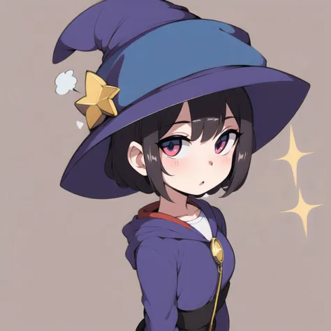 1girl, simple background, wizard hat, <lyco:captain_kirb_v1:1.0>