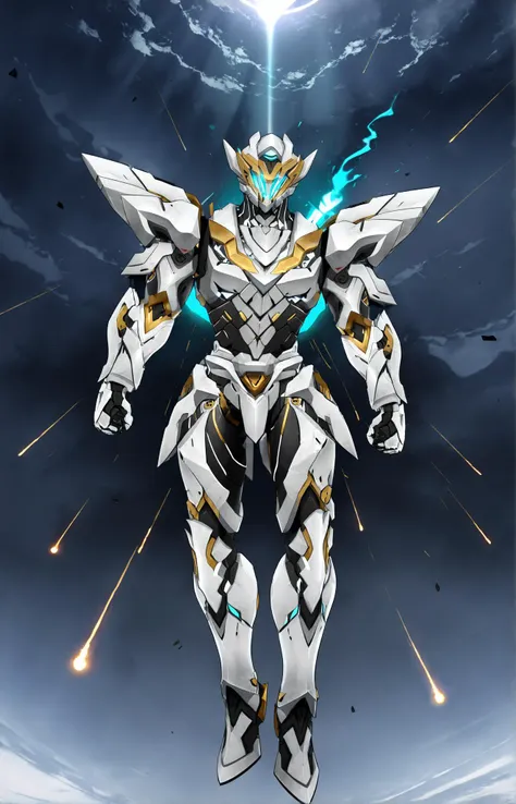 8k, best quality, masterpiece, (ultra-detailed:1.1), (high detailed skin), 
<lora:LKtrainre-A3-Tanger-000010:0.7>, Sam /(honkai: star rail/), armor, white armor, 1boy, male focus, helmet, 
full body, 
illustration, robotic figure descending from the heaven...