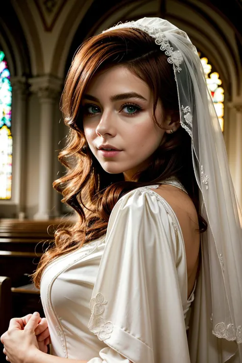 ((ultra detailed, masterpiece, best quality))
 <lora:ACUElise:0.9>
ACUElise, 1girl, solo, red hair, green eyes, wearing a wedding dress, bridal veil, inside a church