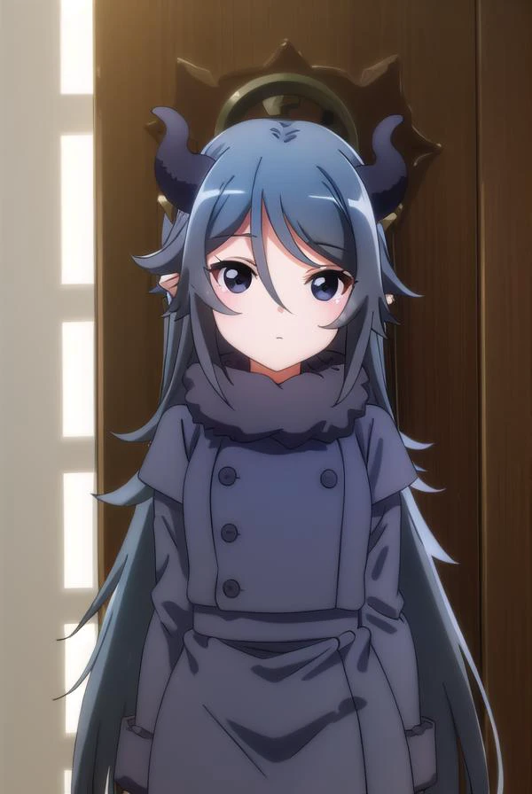 lutiabutte, <lora:lutia butte s2-lora-nochekaiser:1>,
lutia butte, long hair, bangs, black hair, hair between eyes, horns, pointy ears, (black eyes:1.5),
BREAK long sleeves, fur trim, fur collar,
BREAK indoors,
BREAK looking at viewer, (cowboy shot:1.5),
B...