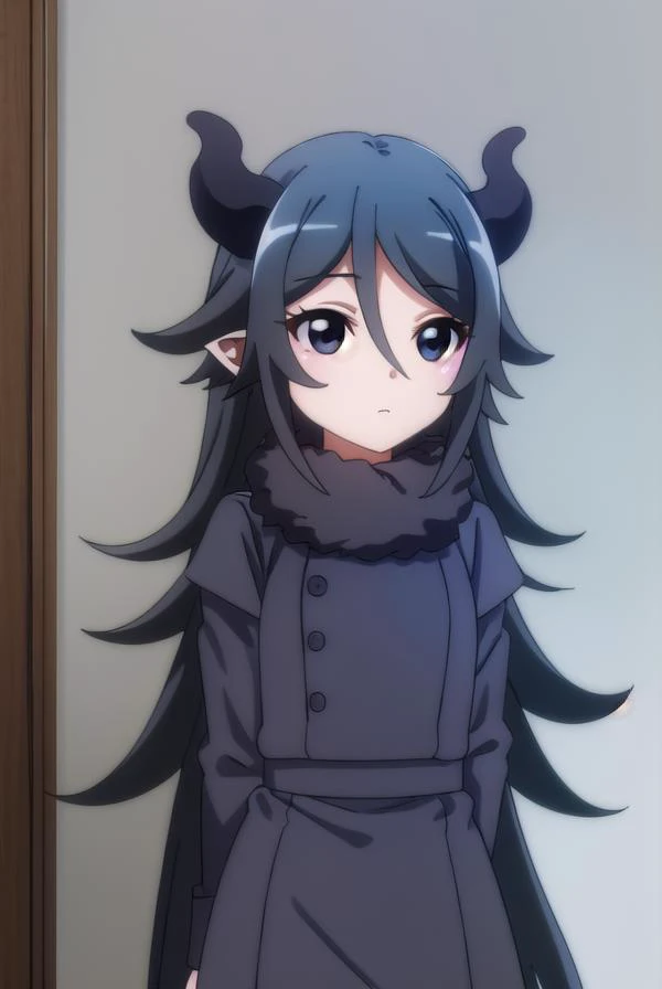 lutiabutte, <lora:lutia butte s2-lora-nochekaiser:1>,
lutia butte, long hair, bangs, black hair, hair between eyes, horns, pointy ears, (black eyes:1.5),
BREAK long sleeves, fur trim, fur collar,
BREAK indoors,
BREAK looking at viewer, (cowboy shot:1.5),
B...