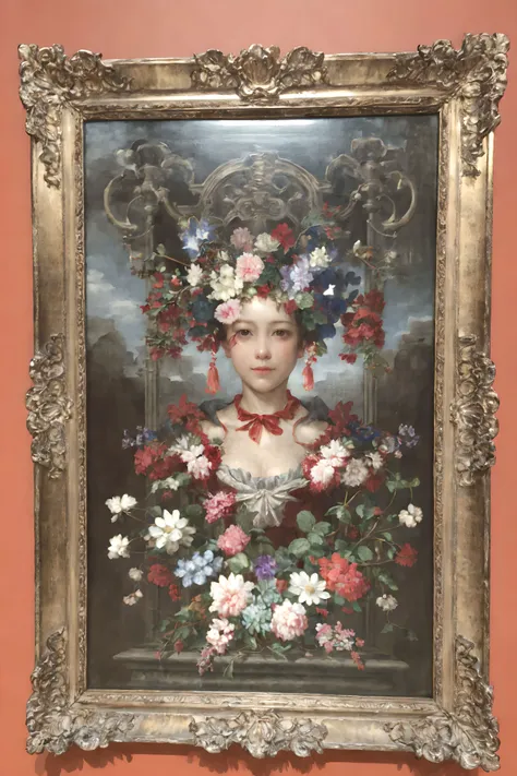 a painting of a woman with flowers in her hair