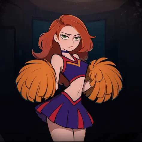 a cartoon picture of a woman in a cheerleader outfit