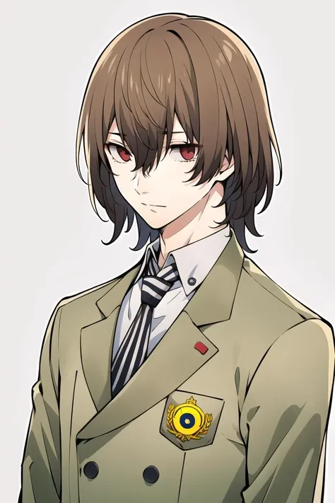 akechi gorou, winter uniform, 1boy, solo, masterpiece, best quality, highres, upper body, striped necktie, male focus, <lora:AkechiGoro_v2.16:0.75:OffStyleC>