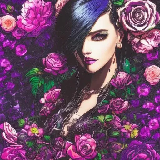 Cyberpunk, Retro Futurism,Flowers, Roses, Detailed Surrealistic Beauty, Vantablack, Sequins, Rim Lighting,sequin, explosion,graffiti , cinematic, 90s comic_book_style, ink_punk_style,90s comics, style of joe madureira,style of salvadora larocca, lisdusk1...