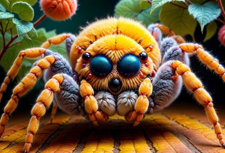 amazing quality, masterpiece, best quality, hyper detailed, ultra detailed, UHD, depth of field,
<lora:ral-flufblz:1.1>, ral-flufblz,
hairy spider, close-up, nature, 
<lora:add-detail-xl:0.75>,
<lora:quality1:0.8>,