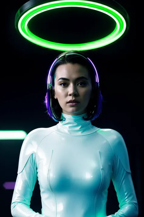 jhk in cyber neon lighting, futurism, intricate futuristic jewelry accessories, cyberpunk glossy white latex turtleneck, hyper photorealistic, crispy quality, digital photography, trending in artstation, trending in pinterest, cinematic, 4 k ultra hd, art ...