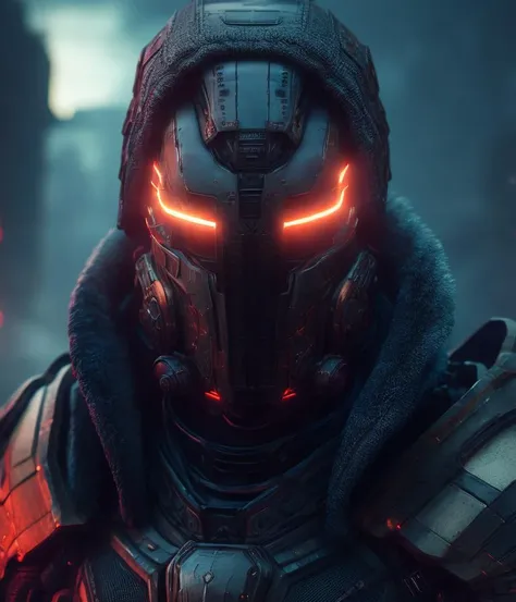Portrait of a Russian evil cyberpunk robot, dark styled, dramatic, extremely detailed, trending on artstation, cinematic view, beautiful composition, ambient light, fog, phenomenal photography, wide angle, 8k, epic, photorealism, ray tracing, sharp focus, depth of field, Professional, masterpiece, commissioned, best quality, Color Corrected, fixed in post