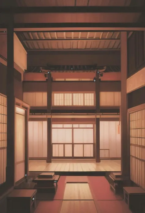 warmly lit interior, in a Bold Dojo<lora:EnvyStylizedXL01:0.9>