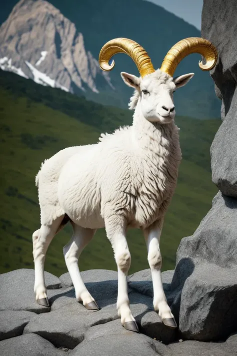 a professional shot of Blue Sheep (Pseudois nayaur) - Also called bharal, blue sheep are medium-sized hoofed mammals inhabiting rocky terrain across the Himalayas, including parts of western China. They have bluish-gray coats and backward-curving horns on ...