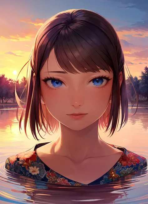 ((best quality)), ((highly detailed)), masterpiece, absurdres, (detailed eyes, deep eyes), <lora:more_details:.4>, (1girl), different views, wariza, schoolgirl, (outdoors, in a swamp, sunset), <lora:Once_upon_a_Time_V1:1>, AGGA_ST029