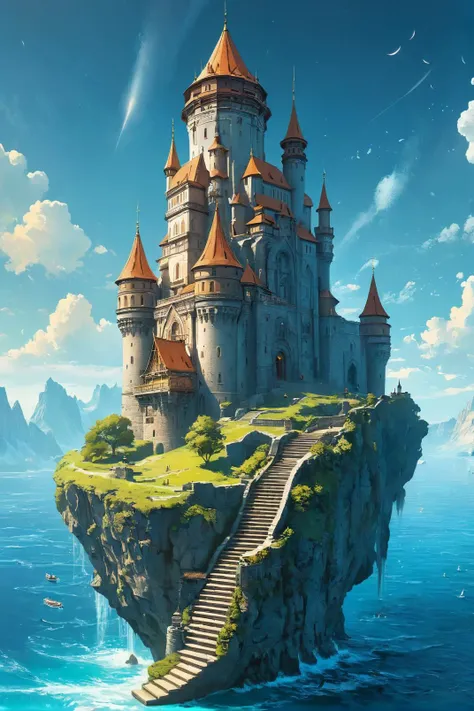 a castle on a cliff in the middle of the ocean