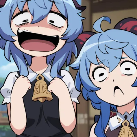 masterpiece, best quality,
1girl,ganyu (genshin impact),meme face,chibi