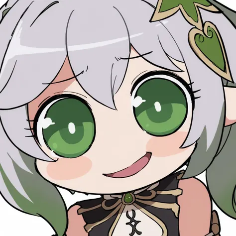 masterpiece, best quality,1girl,solo,nahida (genshin impact),
meme face,chibi,
simple background, white background,