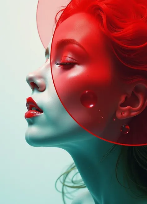 singularity, op art, white teal red, vivid colors, hyper-realistic, photoshoot