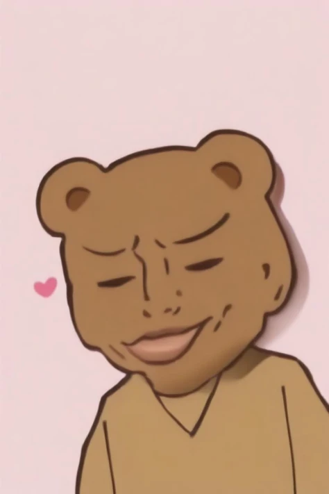 cartoon of a man with a teddy bear face and a heart