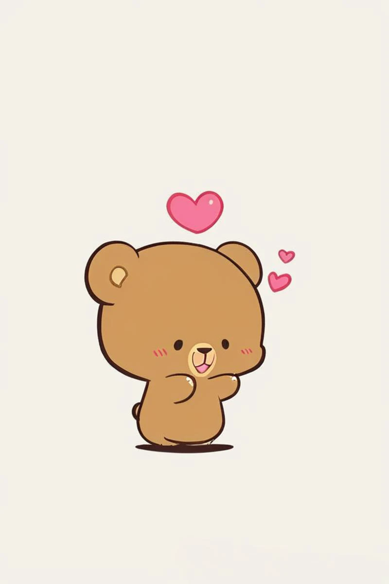 score_9, score_8_up, score_7_up, cute, chibi, mocha (brown bear) and milk (white bear), simple background, hug, heart, happy, jo...