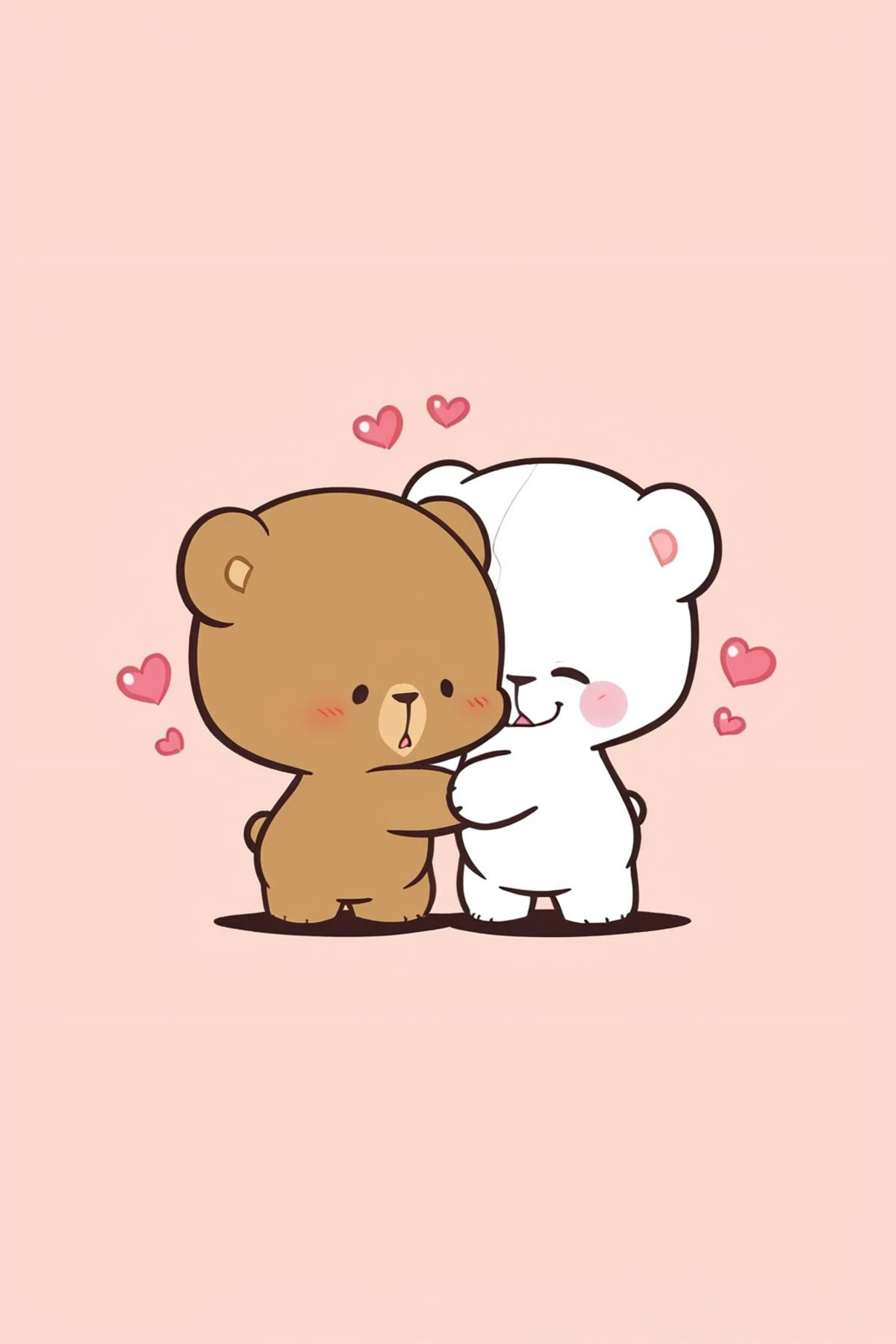 a close up of a teddy bear hugging another bear