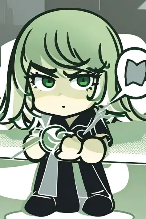 <lora:tatsumakiselect:1>tatsumaki, 1girl, green eyes, green hair, masterpiece, ( <lora:chibocchi:1>), (chibi)