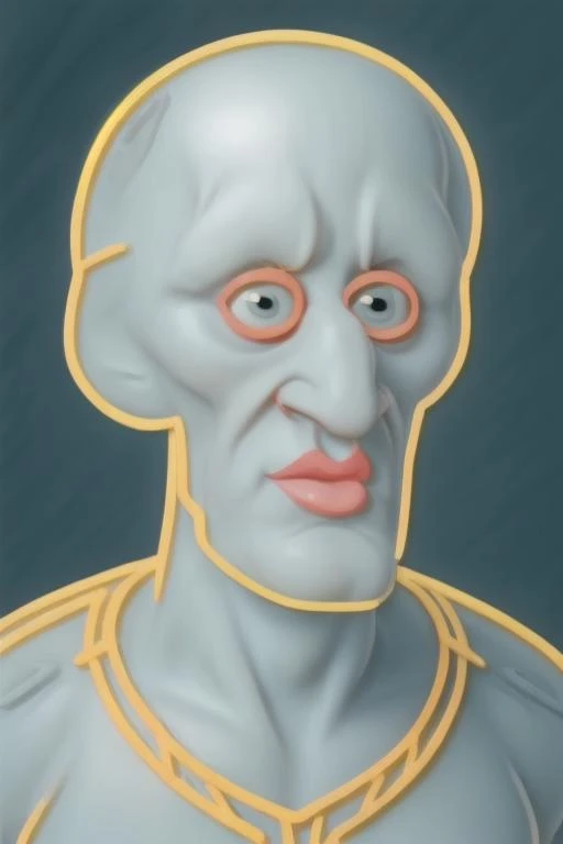 <lora:glass_painting:1.2> character portrait of a handsome-squidward character <lora:handsome-squidward:1>, closeup