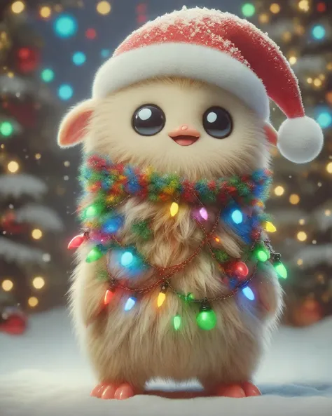 a close up of a small animal wearing a santa hat