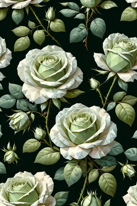 SnowStyle,(best quality:1.2),(detailed:1.2),(masterpiece:1.2),vintage botanical illustrations of larger provence green roses (1770 1775) in high resolution by John Edwards,
ral-polygon,<lora:ral-polygon:1>,ral-exposure,<lora:ral-exposure:0.5>,